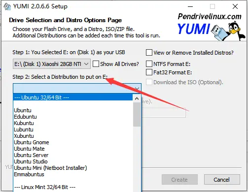 YUMI 选择要写入的发行版